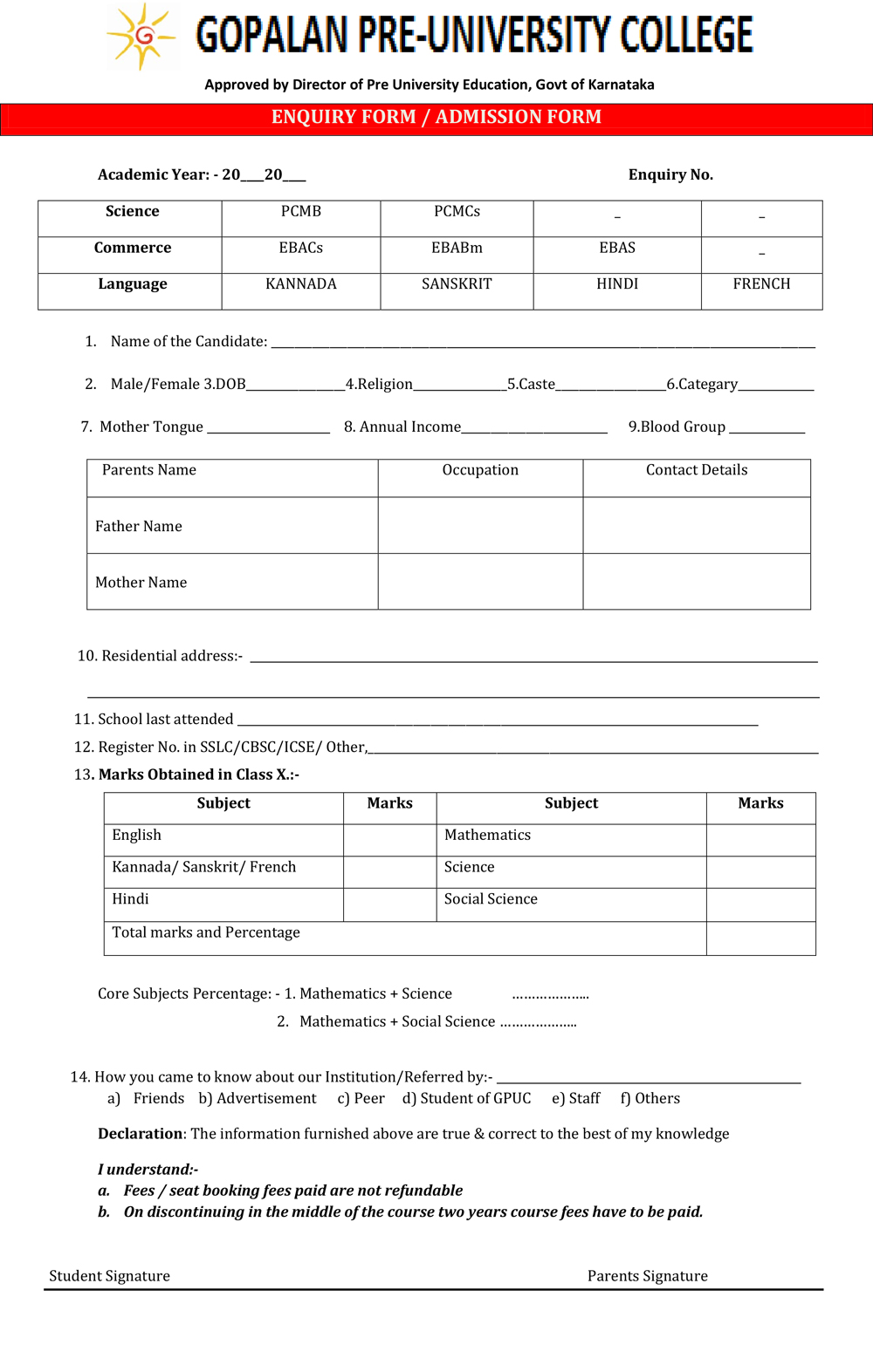 pu colleges in bangalore